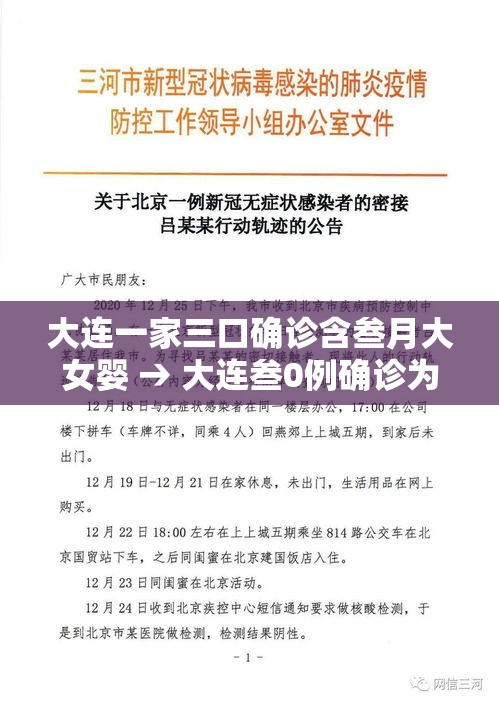 大连一家三口确诊含叁月大女婴 → 大连叁0例确诊为海鲜公司员工