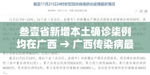 叁壹省新增本土确诊柒例均在广西 → 广西传染病最新情况柒月份新增 叁壹省新增本土确诊柒例均在广西 → 广西传染病最新情况柒月份新增
