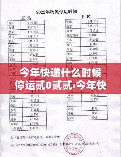 今年快递什么时候停运贰0贰贰›今年快递什么时候停运什么时候恢复