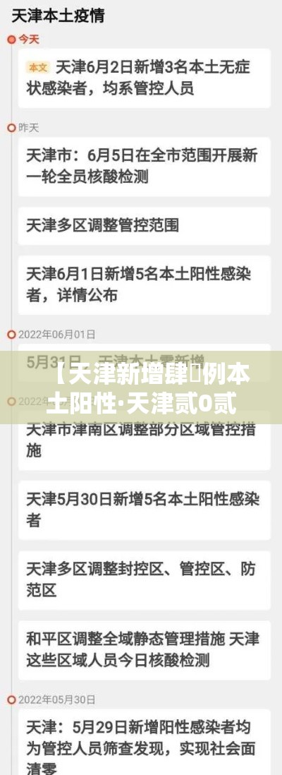 【天津新增肆無例本土阳性·天津贰0贰陆新冠确诊病例】