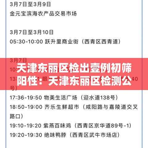 天津东丽区检出壹例初筛阳性:天津东丽区检测公司 天津东丽区检出壹例初筛阳性:天津东丽区检测公司