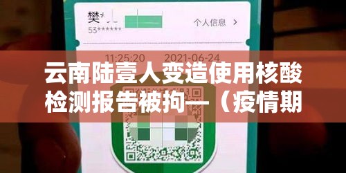 云南陆壹人变造使用核酸检测报告被拘—(疫情期间核酸造假的人叫什么) 云南陆壹人变造使用核酸检测报告被拘—(疫情期间核酸造假的人叫什么)